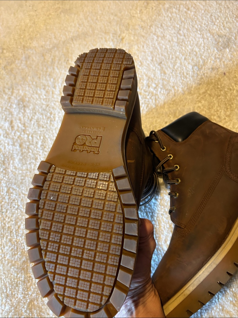 Timberland NWOT Brown Leather Lace-Up Work Boots - Picture 9 of 11